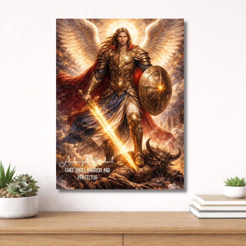 Archangels Michael Ariel Raphael Uriel Raguel Art Set, Christian Angel ...
