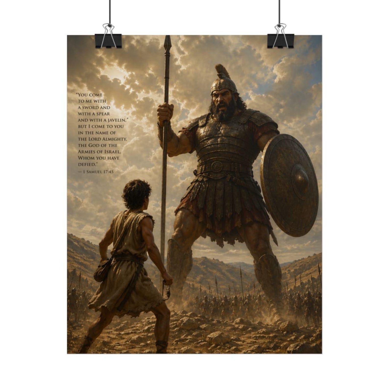 David and Goliath Canvas Wall Art, Bible Story Scripture Decor ...