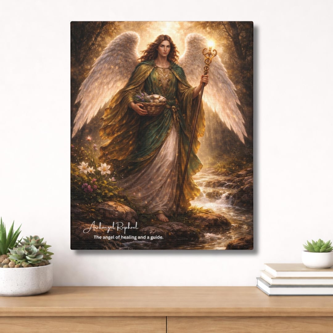 Archangel Raphael Canvas Wall Art, Saint Raphael Angel Decor, Christian ...