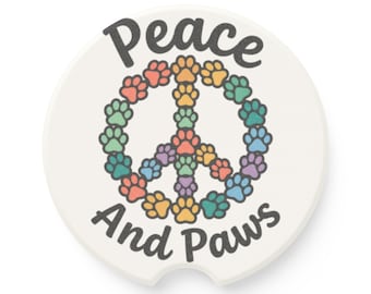 Posavasos de esteatita con diseño de huellas de patas y símbolo de la paz