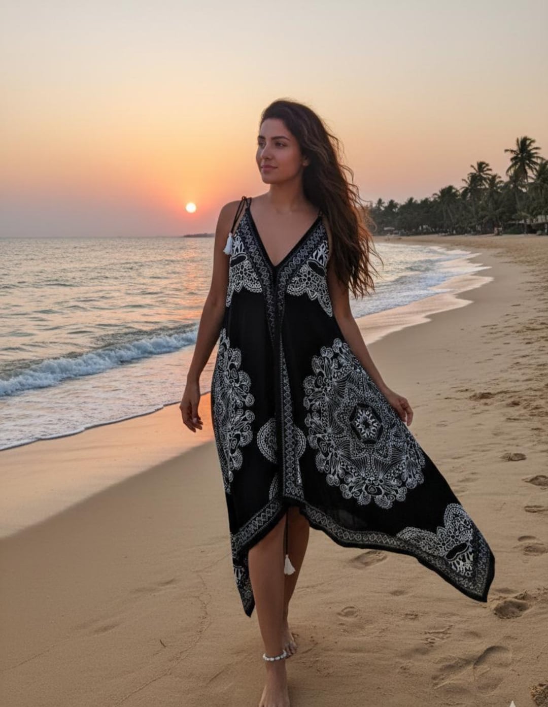 Silk Blend Boho Dress