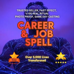 Puede incluir: Una camiseta de manga larga azul oscuro con un patrón de constelaciones blancas. El texto dice: TRUSTED SELLER, FAST EFFECT, %100 REAL RITUAL, PHOTO PROOF, SAME DAY CASTING, CAREER & JOB SPELL, Over 5,000 Lives Transformed, Etsy STAR SELLER, 5.0 RATING.