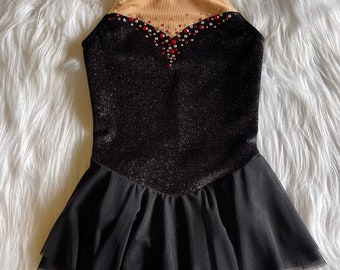 Black Velvet Glitter Ice Skating Dress