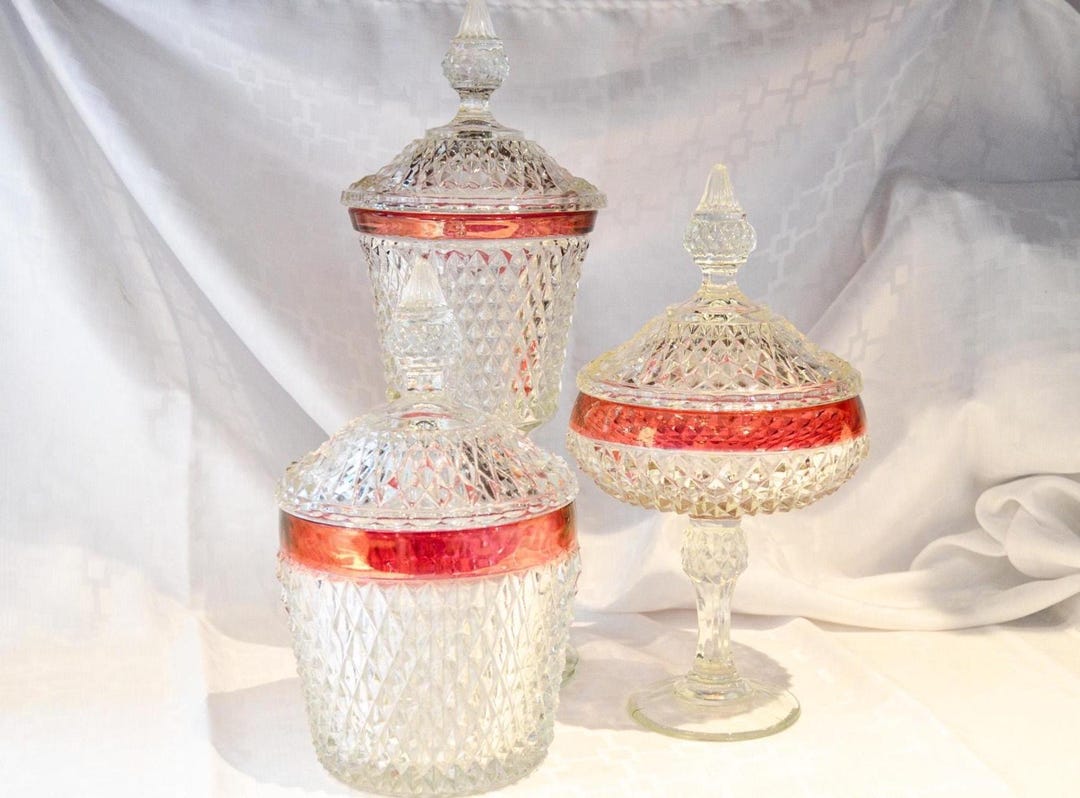 Ruby Diamond Point Diamond Point Ruby by Indiana Glass Co - Etsy