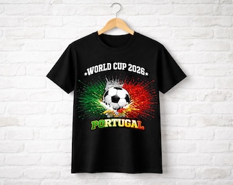 Koszulka kibica Portugalii, koszulka Mistrzostw Świata w Portugalii 2026, koszulka piłkarska Portugalii, koszulka z grafiką sportową, koszulka piłkarska na mecz, koszulka kibica piłki nożnej unisex