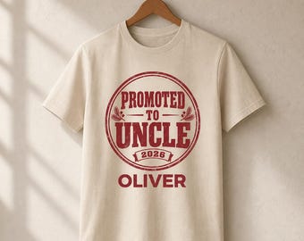 Promoted to Uncle Shirt, Vintage First Christmas Tee, Personalized New Uncle Gift for Baby Announcement
