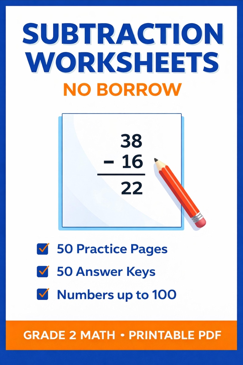 Subtraction Worksheets – No Borrow | 50 Practice Pages + Answer Keys ...