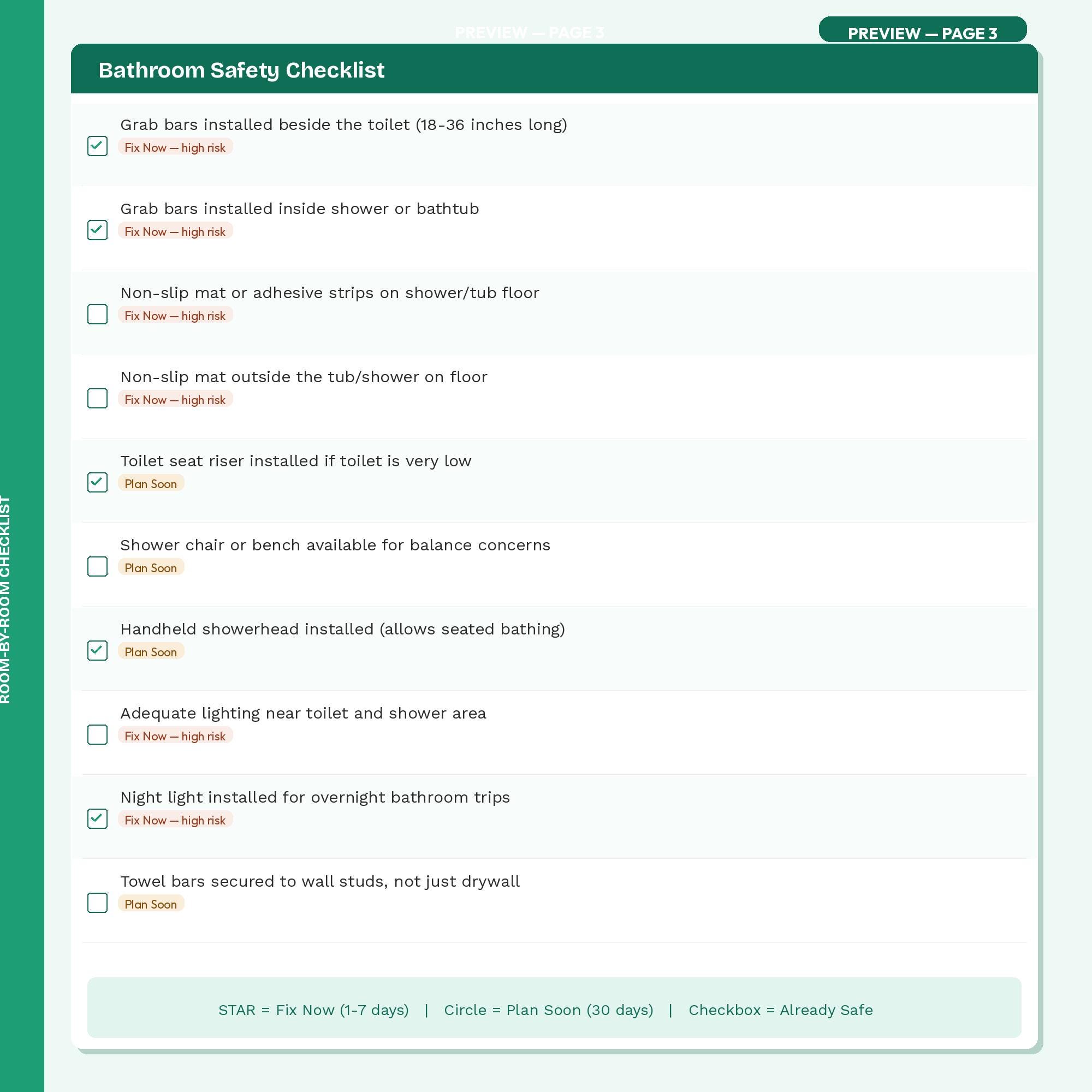 Home Safety Checklist for Seniors | Printable Fall Prevention Guide ...