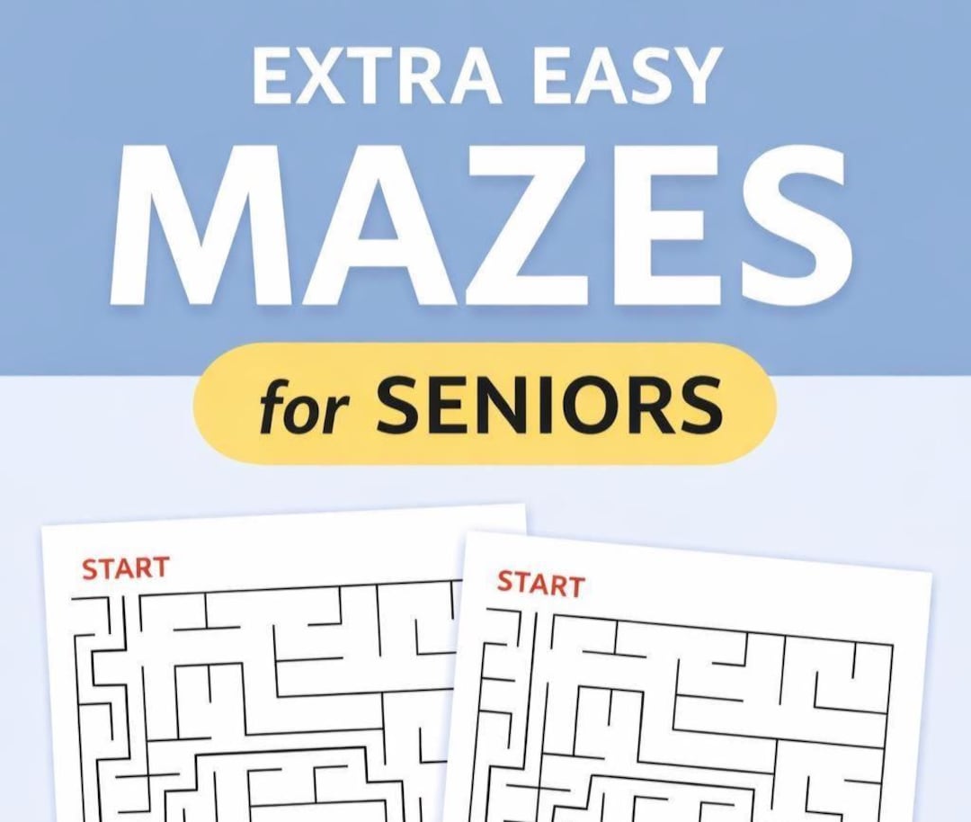 Extra Easy Mazes for Seniors – 100 Large Print Mazes, Printable PDF, Simple Easy Mazes, One Maze ...