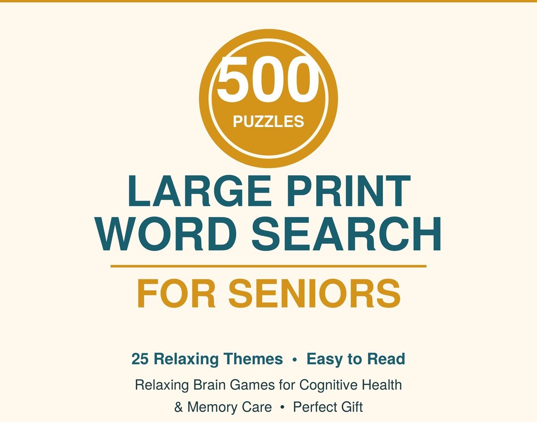 500 Large Print Word Search Puzzles for Seniors | Relaxing Brain ...