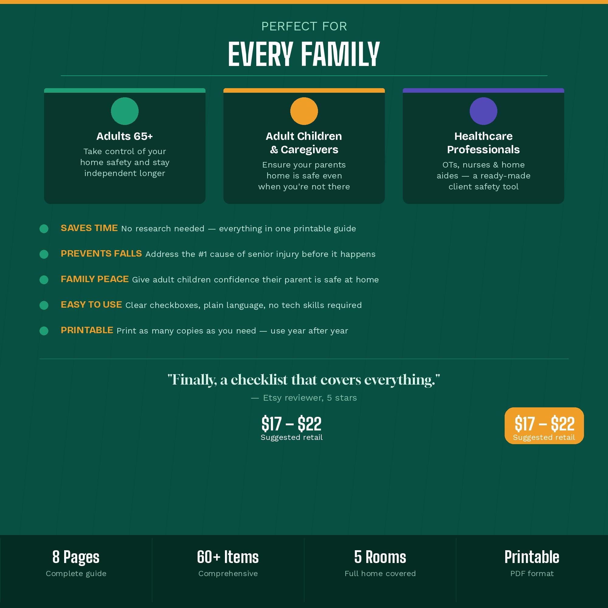 Home Safety Checklist for Seniors | Printable Fall Prevention Guide ...