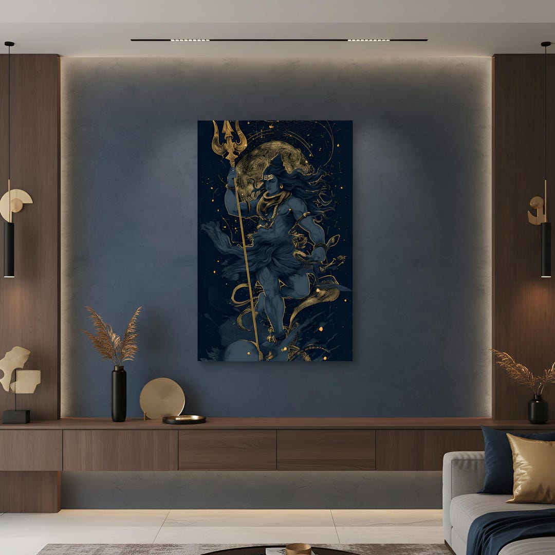 Lord Shiva Wall Art, Mahadev Portrait Painting, Hindu Spiritual Canvas ...