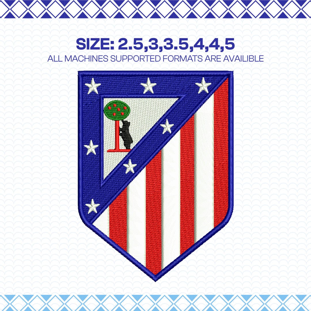 Atletico Madrid Embroidery Design | Football Crest Embroidery File ...