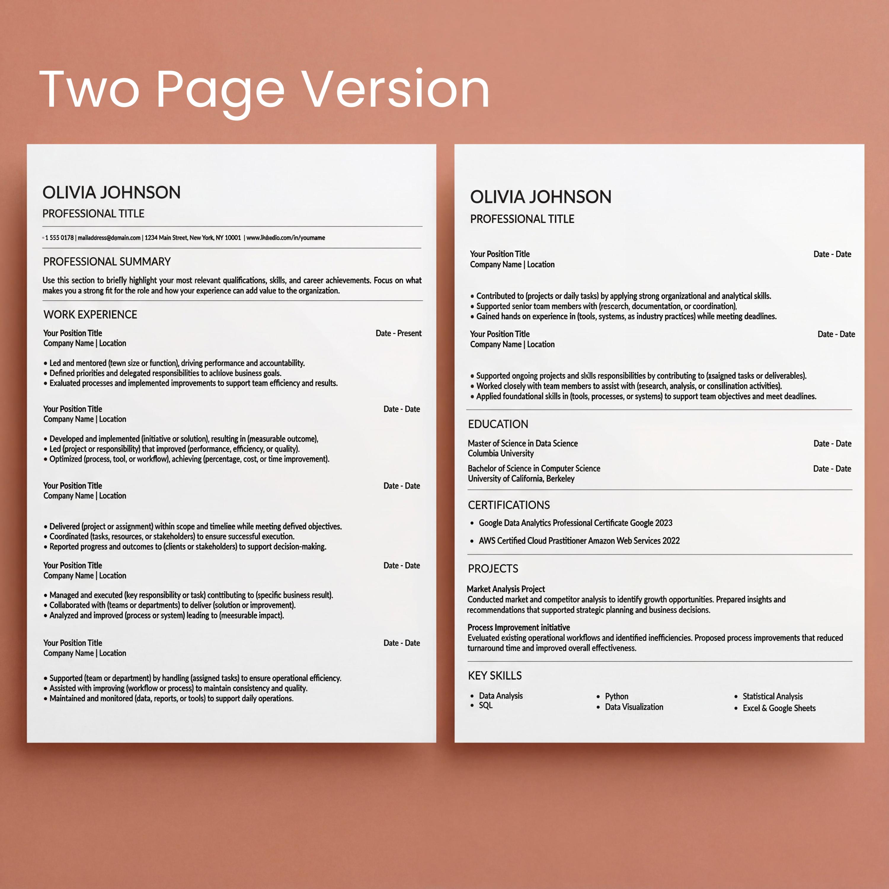 ATS Friendly Resume Template | CV Editable in Canva and Microsoft Word ...