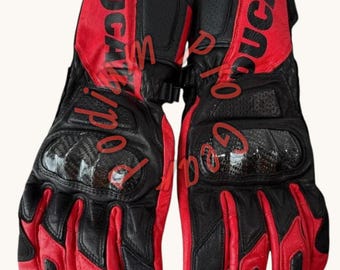 Ducati Leather Motorcycle Glove– Red & Black Racing Boots and Gloves-Motorcycle accessories