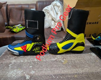 Dainese VR46 Racing Boots - Fluorescent Yellow & Black - Professional Motorcycle Track Boots with Magnesium Sliders