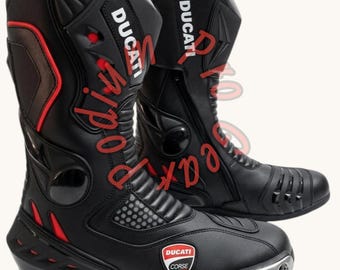 Ducati Corse Motorcycle BootRed & Black Racing Shoes-Motorcycle accessories