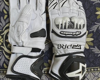 Alpinestars GP Pro White Racing Gloves - Professional Leather Track Gear