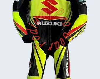 Suzuki GSX-R Racing Leather Suit – Kangaroo or Cowhide Moto Gear (CE Level 2 Armor)-Motorcycle accessories