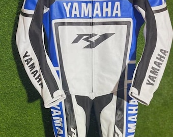 Yamaha White Leather Motorcycle Racing Suit – CE Armor Track Gear-Motorcycle accessories