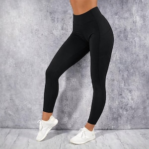 Women High Waist Yoga Leggings with Pockets – Butt Lift Workout Leggings – Stretch Gym Fitness Running Pants – Tummy Control Activewear