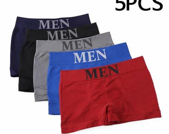 Confezione da 5 boxer da uomo – Intimo traspirante in cotone elasticizzato – Intimo da uomo comodo, morbido ed elastico – Boxer senza cuciture in tinta unita