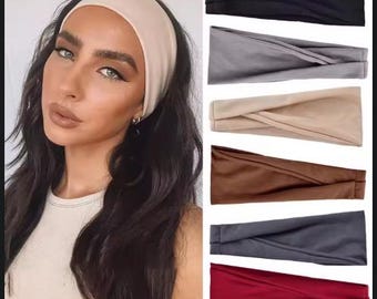 Fascia turbante a tinta unita per donna, fascia elastica per yoga, turbante vintage per il trucco, fascia antisudore morbida per allenamento, accessorio per capelli boho, idea regalo