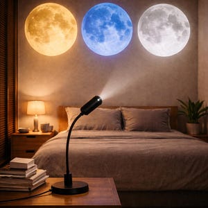 USB LEDムーンプロジェクターランプ – 360°の空と月を投影 | 寝室、結婚式、写真撮影に最適な装飾ナイトライト