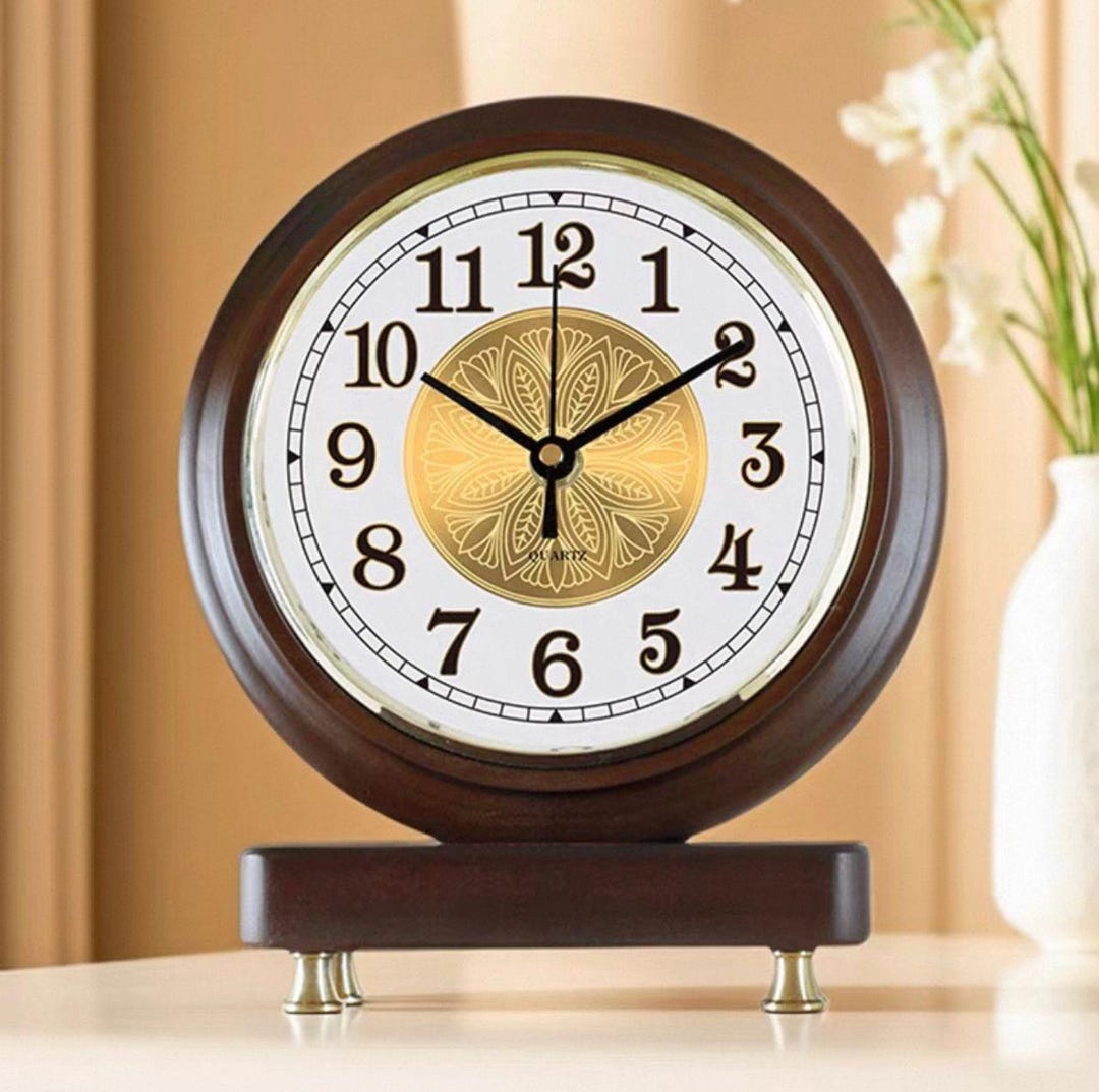 Retro Table Clock Image Vintage Wooden Table Clock, Retro Desk Clock, Classic Home Decor ...