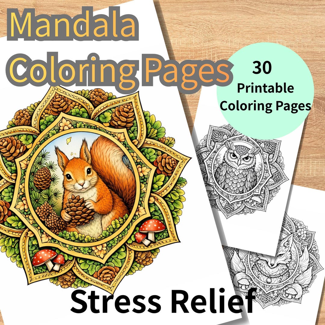 Forest Animal Mandala Coloring Pages, 30 Detailed Insect Wildlife ...