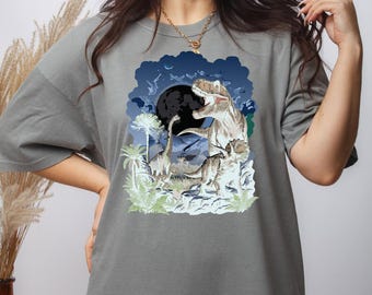 Retro Dinosaur Shirt, Prehistoric Jurassic Graphic Tee, T Rex Volcano Nature Lover Tshirt, Vintage Wild Animal Shirt, Dino Lover Gift