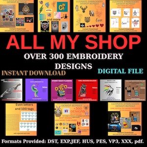Bundle • 300+ Embroidery Digital File • Printable PDF Charts • Instant Download