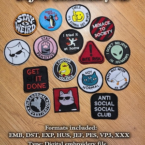 Twenty Patches Embroidery Digital Files, Pattern Patches, Bundle Designs, DST, EXP, JEF, and more