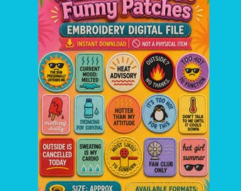 15 patchs chauds d'été, fichier de broderie numérique, téléchargement immédiat, Dst Jef Hus Pes, patchs drôles