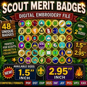 Scout Merit Badges Embroidery File, 48 Pcs (Instant Download)