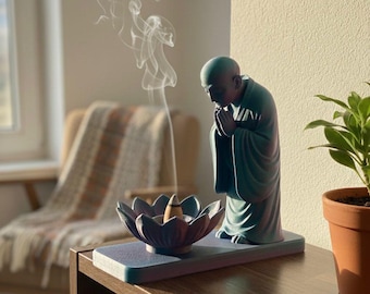 Räucherstäbchenhalter, Buddha, Zen Meditation Decor, spirituelle Hausverzierung, buddhistische Statue Weihrauchbrenner Geschenk