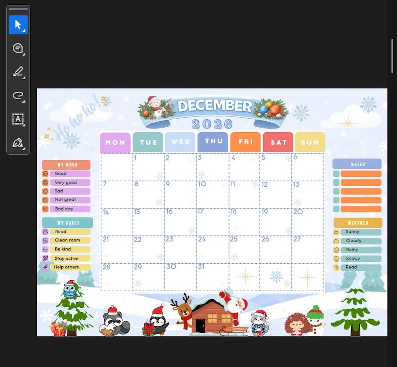 Editable 2026 Monthly Calendar, Cute Printable 2026 Planner for Kids ...