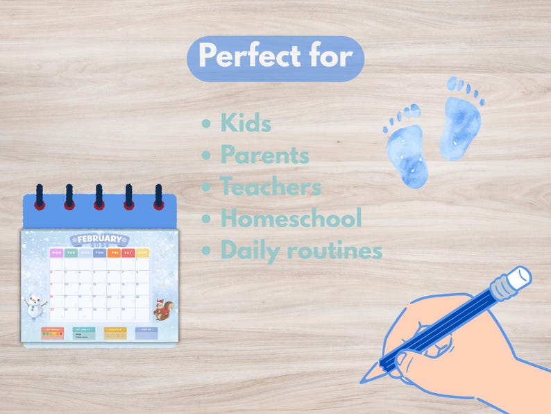 Editable 2026 Monthly Calendar, Cute Printable 2026 Planner for Kids ...