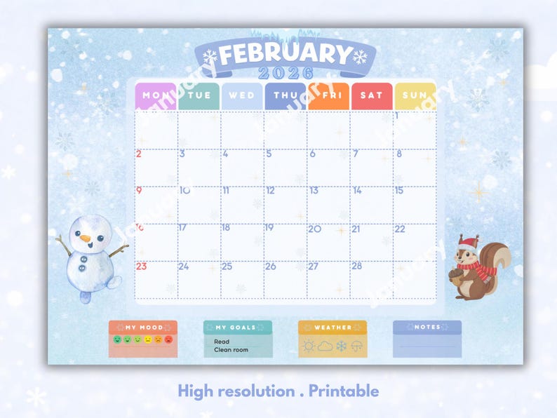 Editable February 2026 Calendar | Monthly Planner for Kids, School ...