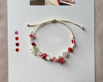 Handmade Beaded Bracelet Adjustable, Colorful Glass Bead Bracelet, Boho Aesthetic Bracelet, Nature & Moon Inspired Jewelry, Gift for Her