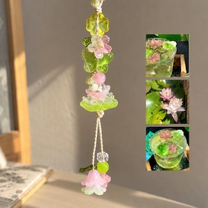 Water Lily Phone Charm, Floral Beaded Phone Strap, Handmade Flower Phone Charm, Botanical Phone Accessory, Nature Inspired Gift