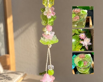 Water Lily Phone Charm, Floral Beaded Phone Strap, Handmade Flower Phone Charm, Botanical Phone Accessory, Nature Inspired Gift