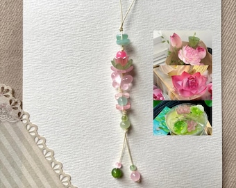 Floral Phone Charm Strap, Handmade Flower Beaded Phone Lanyard, Cute Sakura Lily Daisy Charm, Aesthetic Phone Accessory, Gift for Her