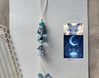 Moon Phone Charm, Celestial Phone Strap, Kawaii Beaded Phone Charm, Crescent Moon Charm,Handmade Phone Lanyard, Gift for Her