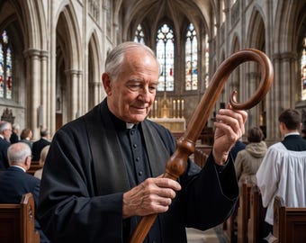 Biskup Crozier - Ręcznie rzeźbiony pastorał - Chrześcijański pastorał - Pastorał do ceremonii liturgicznych w kościele