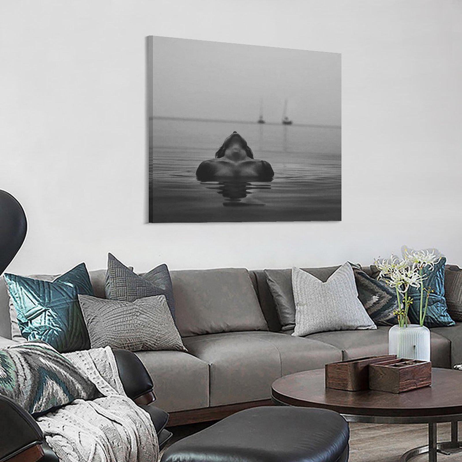 Black and White Fine Art Photography Woman Floating in Calm Sea ...
