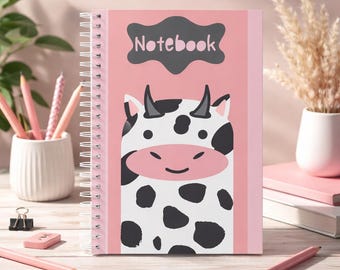 Cow Theme Print Notebook A4 Size Pages | Printable Journal | Cute Kawaii Planner Pages | Lined Digital Notebook | Aesthetic School Printable