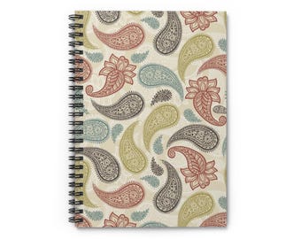 Vintage Paisley Pattern Spiral Notebook | Ruled Journal