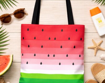 Watermelon Pattern Tote Bag | All-Over Print Fruit Summer Market Tote