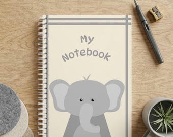 Kids Digital Notebook | Elephant Notebook Cover | Printable Digital Journal | PDF File Digital Download |lined 50 Pages | Pastel Theme Lover